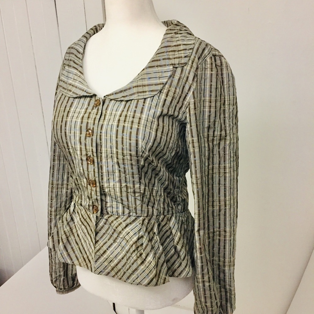 Classic Tailored Retro Peplum Blouse
